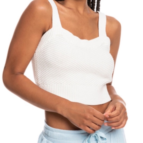Roxy Moody Dream Strappy Sweater Tank Top White XL - Picture 1 of 15